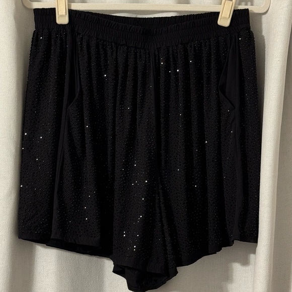 Queen of Sparkles Black Rhinestone Active Shorts - Picture 2 of 4
